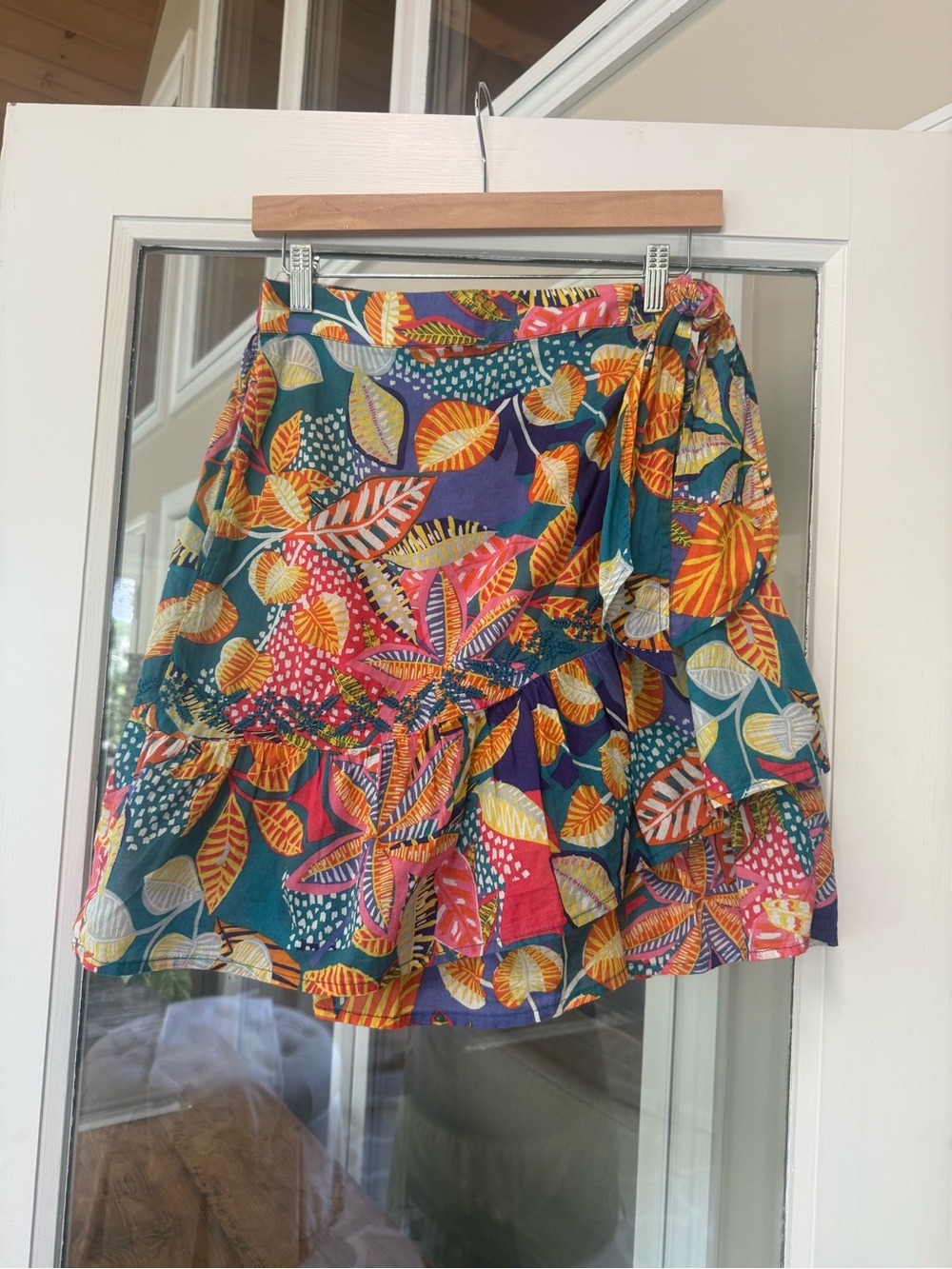 Cynthia Rowley SUMMER CRUISE READY Multicolor Tropical Leaf Tiered Skirt GUC!☀️